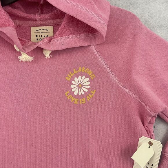 Billabong Girls Pink Cropped Hoodie XS 6 “Love Is All” NWT - Picture 6 of 10